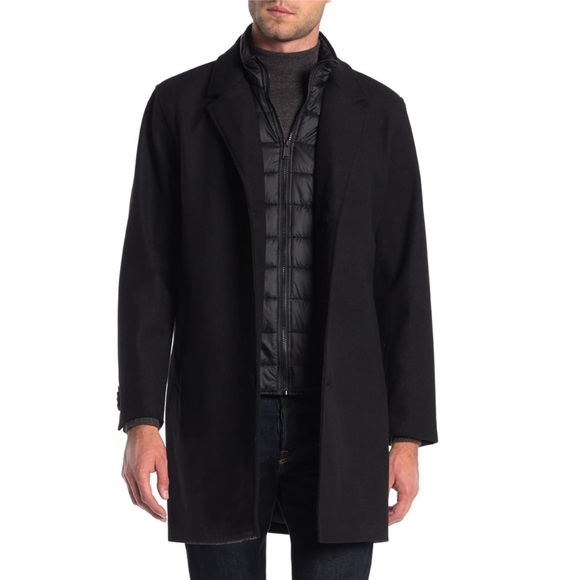 ๐HP๐ Cole Haan Black Dickey Insert Trench Coat size M - Picture 1 of 10